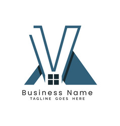 Letter V Real Estate Logo Alphabet Property Icon