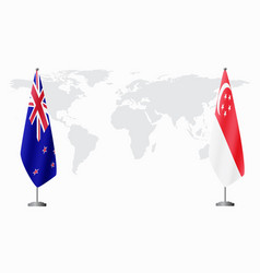 New Zealand And Singapore Flags For Official