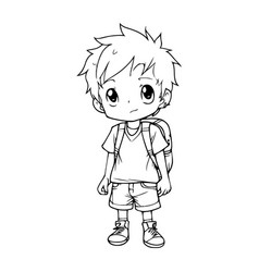 Outline Of A Boy With Backpack Isolated