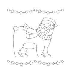 Set Of Christmas Bear With A Red Hat And Scarf