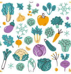 Winter Vegetables Seamless Pattern