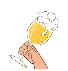 Hand Holding A Beer Cup Glass On White Background