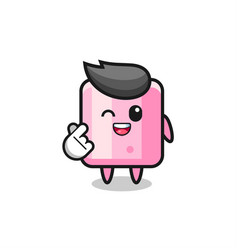 Marshmallow Character Doing Korean Finger Heart