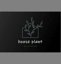 Simple Elegant House With Plant Leaf Line Style