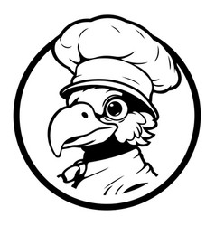 A Turkey Head In Chefs Hat On Blue Background