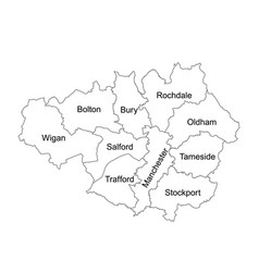 Greater Manchester Map Line Contour