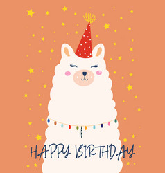 Happy Birthday Greeting Card With Cute Llama