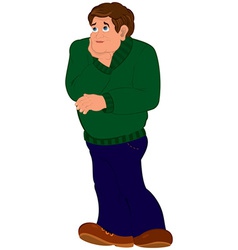 Cartoon Man In Green Sweater Torso Holding Chin