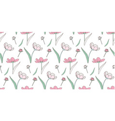 Delicate Girly Seamless Pattern With Pink Flowers