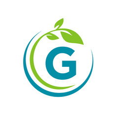 Eco Leaf Logo On Letter G Template