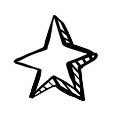 Star black line sketch isolated on white Vector Image