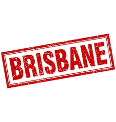 Brisbane Red Square Grunge Stamp On White