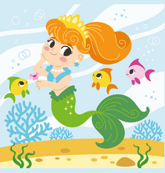 Cartoon Mermaid Under The Sea