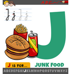 Letter J From Alphabet With Cartoon Junk Food