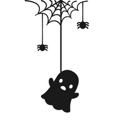 Ghost Hanging On A Spider Web Silhouette Happy