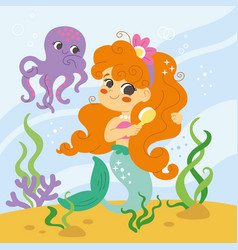 Mermaid Brushes Her Hair Under The Sea