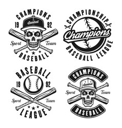 Set Of Four Baseball Black Vintage Emblems