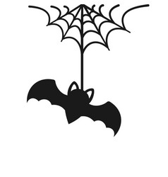 Bat Hanging On A Spider Web Doodle Silhouette