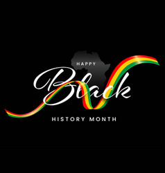 Happy Black History Month Text With Wavy Ribbon