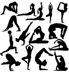 Yoga Silhouette Set Icon Svg