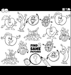 Find Two Same Cartoon Fruit Activity Coloring Page