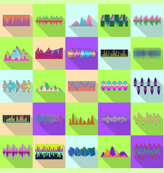 Sound Wave Flat Set Icon