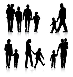 Black silhouettes family on white background Vector Image