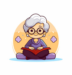 Grandmother Reading A Book Cute Cartoon Character