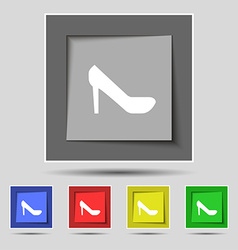 Woman Shoes Icon Sign On Original Five Colored