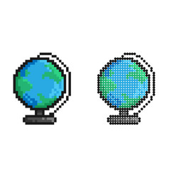 Pixel Icon Planet Earth Model Globe For Training