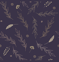 Botanical Beige Branches Seamless Pattern On Dark