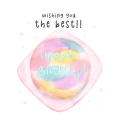 Cute Colorful Rainbow Birthday Cake Watercolor