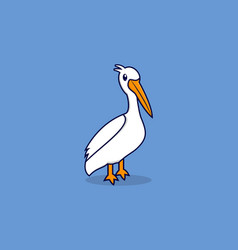 Cute Pelican Bird Cartoon Style Icon