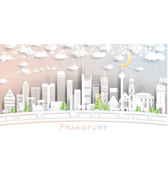 Frankfurt Germany City Skyline In Paper Cut Style