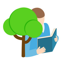 Reading Concept Icon Isometric Young Man