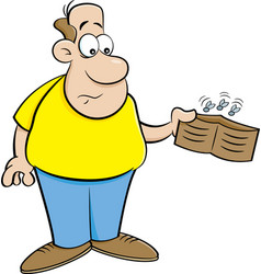 Cartoon Man Holding An Empty Wallet