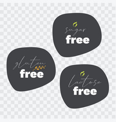 Gluten Sugar Lactose Free Icon Set Gray Isolated