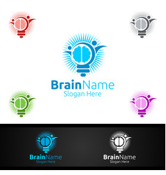 Happy Brain Logo With Think Idea Concept Design