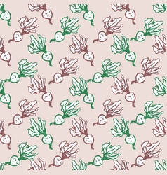 Retro Seamless Pattern With Young Radish Graphic