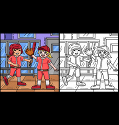 Baseball Girl Teammate Coloring Page