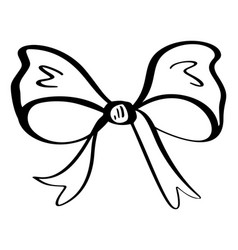 Black And White Drawing Of Bow Ribbon Line