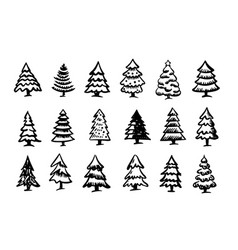 Christmas Tree Set Hand Drawn