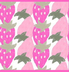 Freehand Strawberries Seamless Pattern Doodle