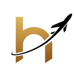 Gold And Black Lowercase Letter H Icon