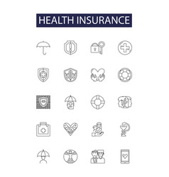 Health Insurance Line Icons And Signs