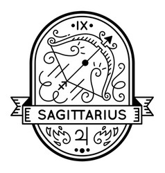 Zodiac Badge Symbol Sagittarius Stroke