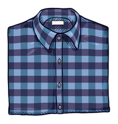 Cartoon Folded Blue Checkered Men Shirt