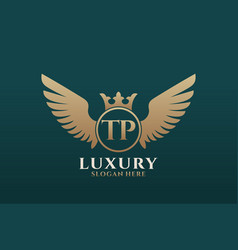 Luxury Royal Wing Letter Tp Crest Gold Color Logo