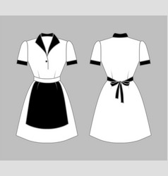 Maid Uniform Front And Back View White Women