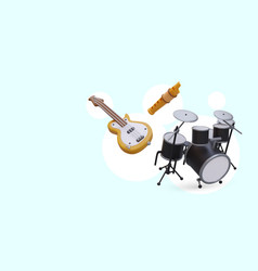 Realistic Guitar Flute Drum Stand Composition